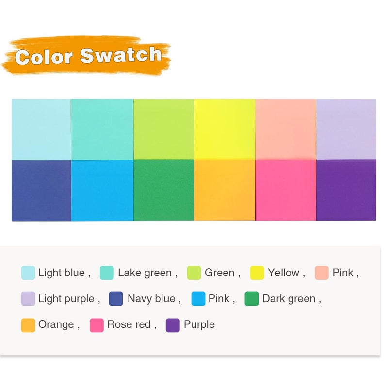 OSBOO 12 Pack Bright Colors Sticky Notes 3x3 Inch, Strong Sticky Self-Adhesive Notepads, 50 Sheets/Pad, 12 Multicolor for Office, School, and Home Organization - Image 2